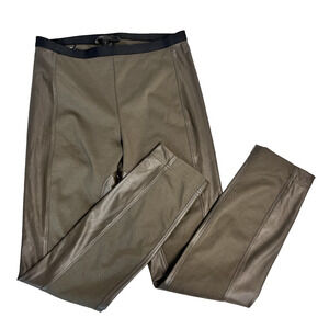 BCBG MaxAzria Pants sz Medium Olive Green Faux Leather Stretch Equestrian Riding